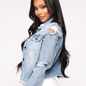 Pearl Denim distressed Jacket NWT